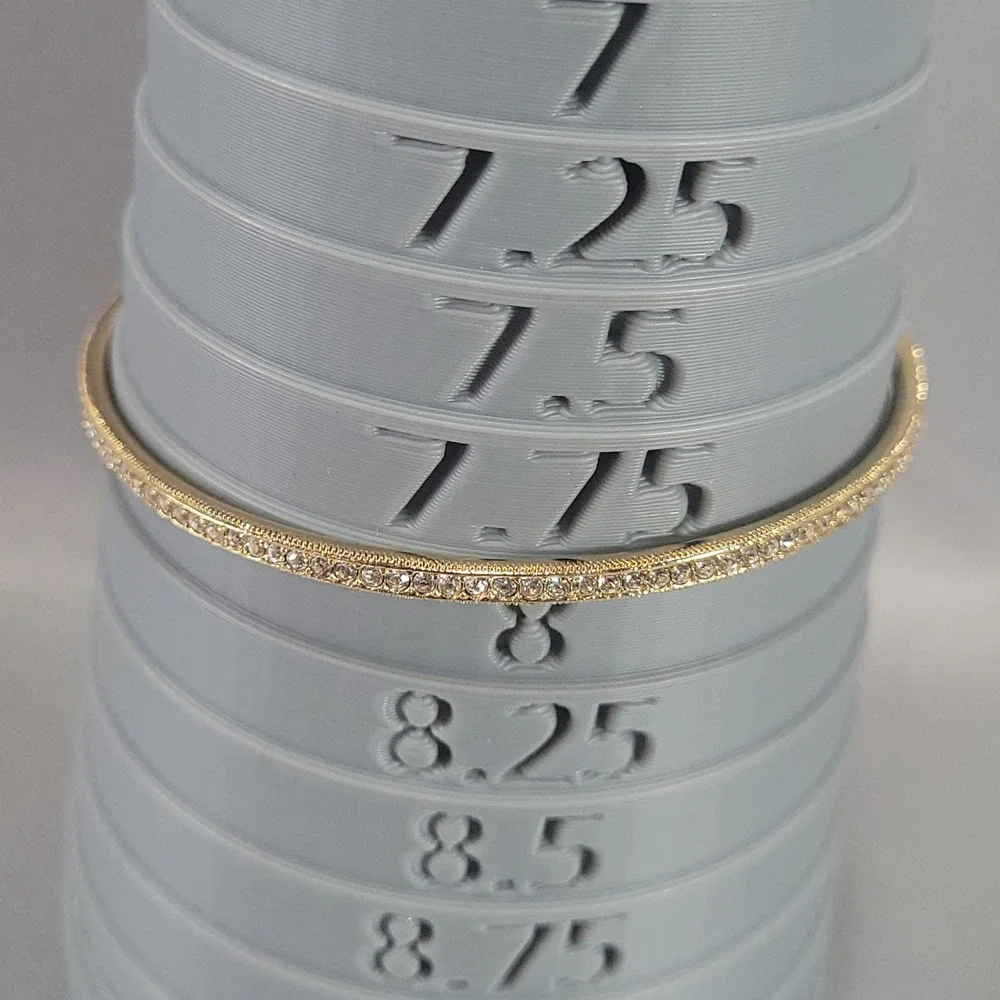 Nadri Bangle Bracelet Women 8 Gold Tone Rhinestone Milgrain Slim Minimalist